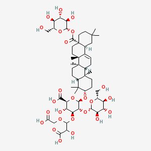 molecular formula C53H82O25 B1247164 (2S,3S,4S,5R,6R)-6-[[(3S,4aR,6aR,6bS,8aS,12aS,14aR,14bR)-4,4,6a,6b,11,11,14b-heptamethyl-8a-[(2S,3R,4S,5S,6R)-3,4,5-trihydroxy-6-(hydroxymethyl)oxan-2-yl]oxycarbonyl-1,2,3,4a,5,6,7,8,9,10,12,12a,14,14a-tetradecahydropicen-3-yl]oxy]-4-[2-carboxy-1-(carboxymethoxy)-2-hydroxyethoxy]-3-hydroxy-5-[(2S,3R,4S,5S,6R)-3,4,5-trihydroxy-6-(hydroxymethyl)oxan-2-yl]oxyoxane-2-carboxylic acid 