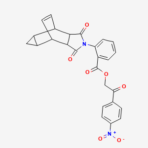molecular formula C26H20N2O7 B12471765 2-(4-nitrophenyl)-2-oxoethyl 2-(1,3-dioxooctahydro-4,6-ethenocyclopropa[f]isoindol-2(1H)-yl)benzoate 