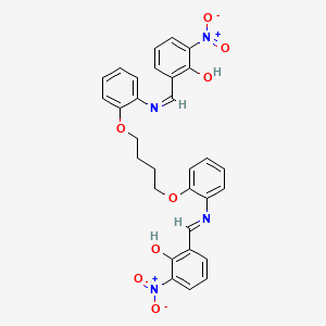molecular formula C30H26N4O8 B12471883 2,2'-{butane-1,4-diylbis[oxybenzene-2,1-diylnitrilo(E)methylylidene]}bis(6-nitrophenol) 