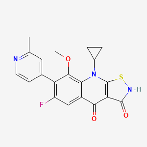 molecular formula C20H16FN3O3S B1247199 9-cyclopropyl-6-fluoro-8-methoxy-7-(2-methylpyridin-4-yl)isothiazolo[5,4-b]quinoline-3,4(2h,9h)-dione CAS No. 906527-41-1