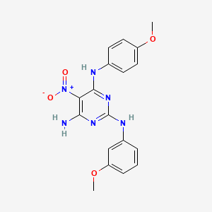 molecular formula C18H18N6O4 B12472040 N~2~-(3-methoxyphenyl)-N~4~-(4-methoxyphenyl)-5-nitropyrimidine-2,4,6-triamine 