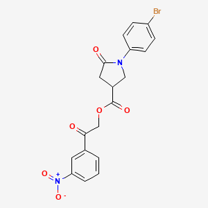 molecular formula C19H15BrN2O6 B12472058 2-(3-Nitrophenyl)-2-oxoethyl 1-(4-bromophenyl)-5-oxopyrrolidine-3-carboxylate 