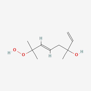 molecular formula C10H18O3 B1247209 (5E)-7-hydroperoxy-3,7-dimethylocta-1,5-dien-3-ol 