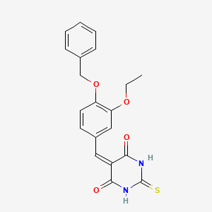 molecular formula C20H18N2O4S B12472138 5-[4-(benzyloxy)-3-ethoxybenzylidene]-2-thioxodihydropyrimidine-4,6(1H,5H)-dione 