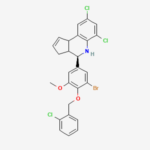 molecular formula C26H21BrCl3NO2 B12472159 (4R)-4-{3-bromo-4-[(2-chlorobenzyl)oxy]-5-methoxyphenyl}-6,8-dichloro-3a,4,5,9b-tetrahydro-3H-cyclopenta[c]quinoline 
