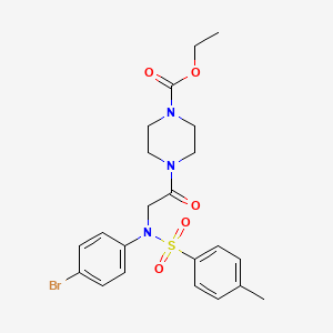 molecular formula C22H26BrN3O5S B12472226 ethyl 4-{N-(4-bromophenyl)-N-[(4-methylphenyl)sulfonyl]glycyl}piperazine-1-carboxylate 