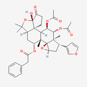 molecular formula C38H44O11 B1247227 [(1S,2S,6S,9R,11R,12S,13S,15R,17S,18R,19R,20R)-19,20-diacetyloxy-17-(furan-3-yl)-6-hydroxy-8,8,12,18-tetramethyl-5-oxo-7,14-dioxahexacyclo[10.8.0.02,6.02,9.013,15.013,18]icosan-11-yl] 2-phenylacetate 