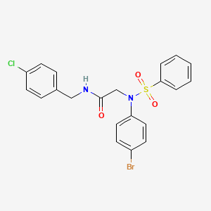 molecular formula C21H18BrClN2O3S B12472366 N~2~-(4-bromophenyl)-N-(4-chlorobenzyl)-N~2~-(phenylsulfonyl)glycinamide 
