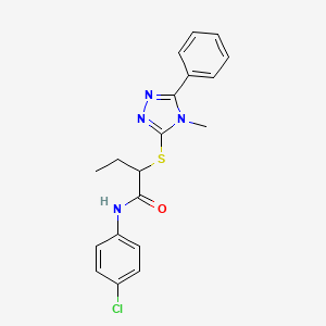 molecular formula C19H19ClN4OS B12472385 N-(4-chlorophenyl)-2-[(4-methyl-5-phenyl-1,2,4-triazol-3-yl)sulfanyl]butanamide 