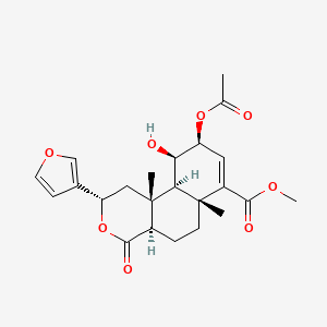 molecular formula C23H28O8 B1247240 (3S,4aR,4bR,5R,6S,8aR,10aR)-6-Acetoxy-3-furan-3-yl-5-hydroxy-4a,8a-dimethyl-1-oxo-3,4,4a,4b,5,6,8a,9,10,10a-decahydro-1H-2-oxa-phenanthrene-8-carboxylic acid methyl ester 