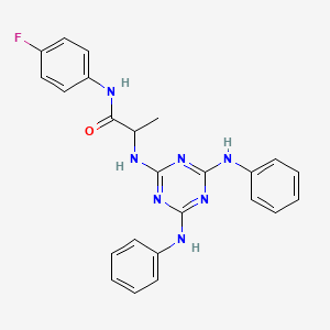 molecular formula C24H22FN7O B12472426 N~2~-[4,6-bis(phenylamino)-1,3,5-triazin-2-yl]-N-(4-fluorophenyl)alaninamide 