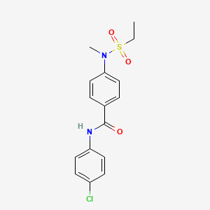 molecular formula C16H17ClN2O3S B12472452 N-(4-chlorophenyl)-4-[(ethylsulfonyl)(methyl)amino]benzamide 