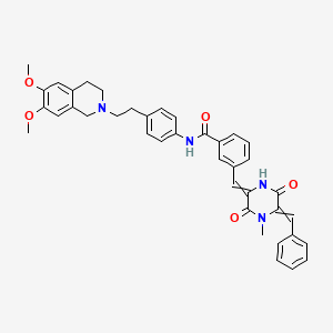 molecular formula C39H38N4O5 B12472491 N-{4-[2-(6,7-dimethoxy-3,4-dihydro-1H-isoquinolin-2-yl)ethyl]phenyl}-3-{[(2Z,5Z)-4-methyl-3,6-dioxo-5-(phenylmethylidene)piperazin-2-ylidene]methyl}benzamide 