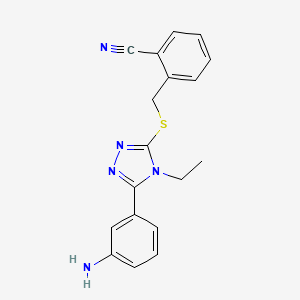 molecular formula C18H17N5S B12472569 2-({[5-(3-aminophenyl)-4-ethyl-4H-1,2,4-triazol-3-yl]sulfanyl}methyl)benzonitrile 