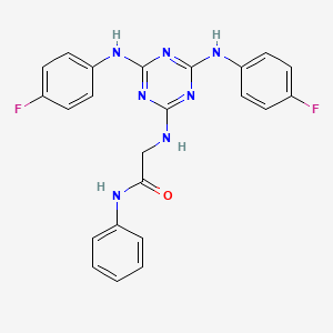 molecular formula C23H19F2N7O B12472594 N~2~-{4,6-bis[(4-fluorophenyl)amino]-1,3,5-triazin-2-yl}-N-phenylglycinamide 
