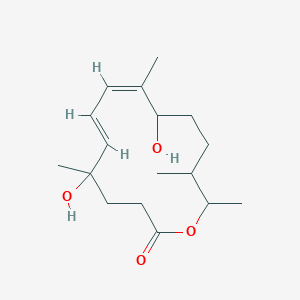 molecular formula C17H28O4 B1247260 (6E,8Z)-5,10-dihydroxy-5,9,13,14-tetramethyl-1-oxacyclotetradeca-6,8-dien-2-one 
