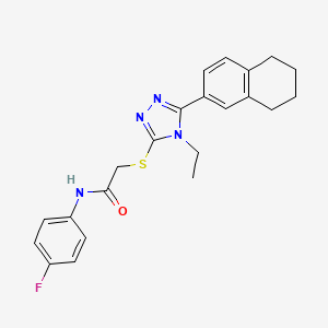 molecular formula C22H23FN4OS B12472661 2-{[4-ethyl-5-(5,6,7,8-tetrahydronaphthalen-2-yl)-4H-1,2,4-triazol-3-yl]sulfanyl}-N-(4-fluorophenyl)acetamide 