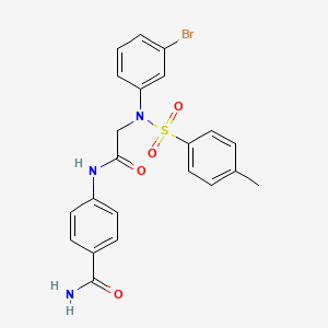 molecular formula C22H20BrN3O4S B12472674 4-({N-(3-bromophenyl)-N-[(4-methylphenyl)sulfonyl]glycyl}amino)benzamide 