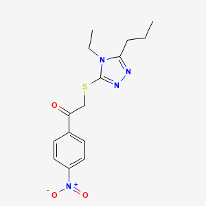 molecular formula C15H18N4O3S B12472682 2-[(4-Ethyl-5-propyl-1,2,4-triazol-3-yl)sulfanyl]-1-(4-nitrophenyl)ethanone 