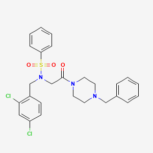 molecular formula C26H27Cl2N3O3S B12472904 N-[2-(4-benzylpiperazin-1-yl)-2-oxoethyl]-N-(2,4-dichlorobenzyl)benzenesulfonamide 