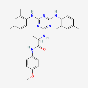 molecular formula C29H33N7O2 B12472968 N~2~-{4,6-bis[(2,4-dimethylphenyl)amino]-1,3,5-triazin-2-yl}-N-(4-methoxyphenyl)alaninamide 