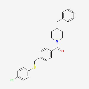 molecular formula C26H26ClNOS B12473264 (4-Benzylpiperidin-1-yl)(4-{[(4-chlorophenyl)sulfanyl]methyl}phenyl)methanone 