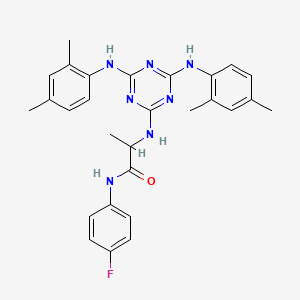 molecular formula C28H30FN7O B12473595 N~2~-{4,6-bis[(2,4-dimethylphenyl)amino]-1,3,5-triazin-2-yl}-N-(4-fluorophenyl)alaninamide 