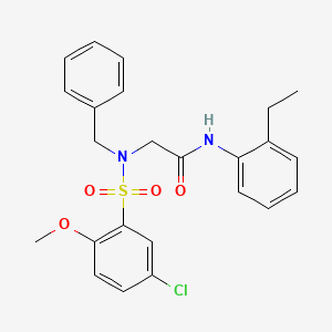 molecular formula C24H25ClN2O4S B12473651 N~2~-benzyl-N~2~-[(5-chloro-2-methoxyphenyl)sulfonyl]-N-(2-ethylphenyl)glycinamide 