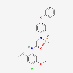 molecular formula C23H23ClN2O6S B12473737 N-(4-chloro-2,5-dimethoxyphenyl)-N~2~-(methylsulfonyl)-N~2~-(4-phenoxyphenyl)glycinamide 