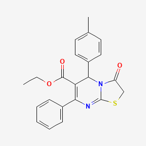 molecular formula C22H20N2O3S B12473766 ethyl 5-(4-methylphenyl)-3-oxo-7-phenyl-2,3-dihydro-5H-[1,3]thiazolo[3,2-a]pyrimidine-6-carboxylate 