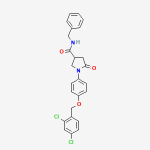 molecular formula C25H22Cl2N2O3 B12473821 N-benzyl-1-{4-[(2,4-dichlorobenzyl)oxy]phenyl}-5-oxopyrrolidine-3-carboxamide 