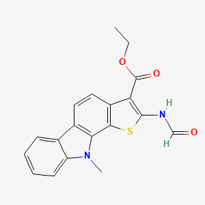 molecular formula C19H16N2O3S B12473823 ethyl 2-(formylamino)-10-methyl-10H-thieno[2,3-a]carbazole-3-carboxylate 