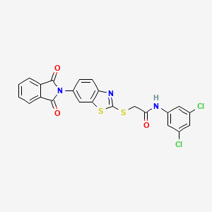 molecular formula C23H13Cl2N3O3S2 B12473832 N-(3,5-dichlorophenyl)-2-{[6-(1,3-dioxo-1,3-dihydro-2H-isoindol-2-yl)-1,3-benzothiazol-2-yl]sulfanyl}acetamide 