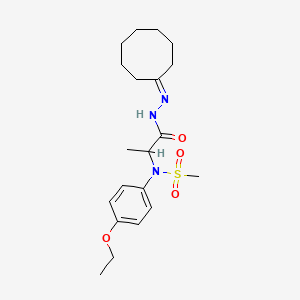 molecular formula C20H31N3O4S B12473904 N-[2-(2-cyclooctylidenehydrazino)-1-methyl-2-oxoethyl]-N-(4-ethoxyphenyl)methanesulfonamide 