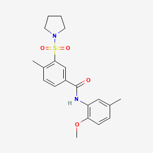 molecular formula C20H24N2O4S B12473987 N-(2-methoxy-5-methylphenyl)-4-methyl-3-(pyrrolidin-1-ylsulfonyl)benzamide 