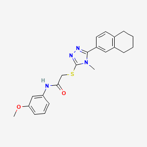 molecular formula C22H24N4O2S B12473989 N-(3-methoxyphenyl)-2-{[4-methyl-5-(5,6,7,8-tetrahydronaphthalen-2-yl)-4H-1,2,4-triazol-3-yl]sulfanyl}acetamide 