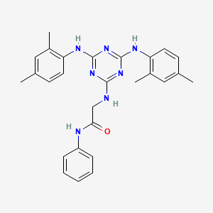 molecular formula C27H29N7O B12473990 N~2~-{4,6-bis[(2,4-dimethylphenyl)amino]-1,3,5-triazin-2-yl}-N-phenylglycinamide 