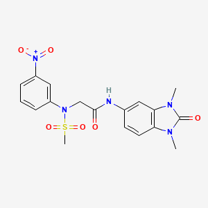 molecular formula C18H19N5O6S B12474041 N-(1,3-dimethyl-2-oxo-2,3-dihydro-1H-benzimidazol-5-yl)-N~2~-(methylsulfonyl)-N~2~-(3-nitrophenyl)glycinamide 