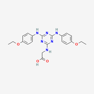 molecular formula C21H24N6O4 B12474122 N-{4,6-bis[(4-ethoxyphenyl)amino]-1,3,5-triazin-2-yl}glycine 