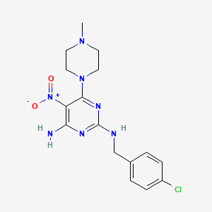 molecular formula C16H20ClN7O2 B12474175 N~2~-(4-chlorobenzyl)-6-(4-methylpiperazin-1-yl)-5-nitropyrimidine-2,4-diamine 