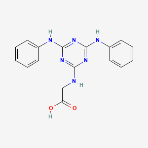 molecular formula C17H16N6O2 B12474264 N-[4,6-bis(phenylamino)-1,3,5-triazin-2-yl]glycine CAS No. 62751-85-3