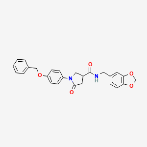 molecular formula C26H24N2O5 B12474265 N-(1,3-benzodioxol-5-ylmethyl)-1-[4-(benzyloxy)phenyl]-5-oxopyrrolidine-3-carboxamide 