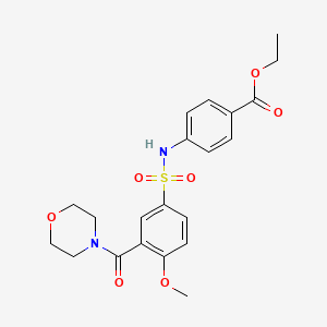molecular formula C21H24N2O7S B12474375 Ethyl 4-({[4-methoxy-3-(morpholin-4-ylcarbonyl)phenyl]sulfonyl}amino)benzoate 