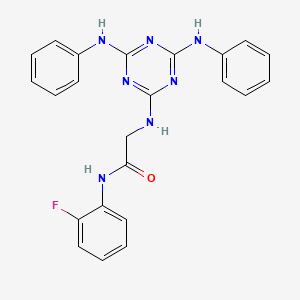 molecular formula C23H20FN7O B12474396 N~2~-[4,6-bis(phenylamino)-1,3,5-triazin-2-yl]-N-(2-fluorophenyl)glycinamide 