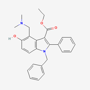 molecular formula C27H28N2O3 B12474437 ethyl 1-benzyl-4-[(dimethylamino)methyl]-5-hydroxy-2-phenyl-1H-indole-3-carboxylate 