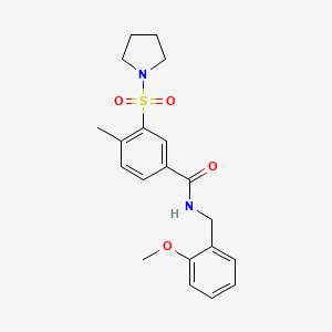 molecular formula C20H24N2O4S B12474449 N-(2-methoxybenzyl)-4-methyl-3-(pyrrolidin-1-ylsulfonyl)benzamide 
