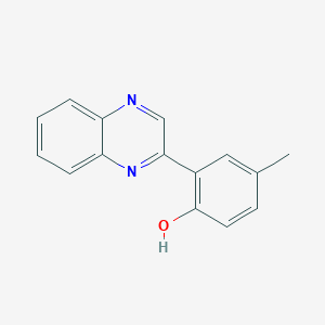 molecular formula C15H12N2O B12474468 4-Methyl-2-(quinoxalin-2-yl)phenol 