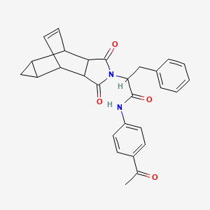 molecular formula C28H26N2O4 B12474485 N-(4-acetylphenyl)-2-(1,3-dioxooctahydro-4,6-ethenocyclopropa[f]isoindol-2(1H)-yl)-3-phenylpropanamide 