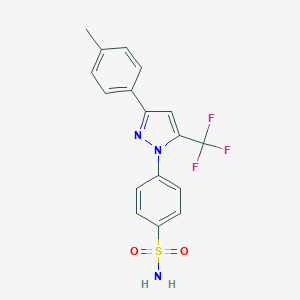 molecular formula C17H14F3N3O2S B124745 4-[3-(4-Methylphenyl)-5-(trifluoromethyl)pyrazol-1-yl]benzenesulfonamide CAS No. 331943-04-5