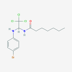 molecular formula C15H20BrCl3N2O B12474588 N-{1-[(4-bromophenyl)amino]-2,2,2-trichloroethyl}heptanamide 